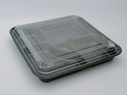 JN307 – 5-Compartment 27cm Food Tray with Separate Transparent Lid – Disposable Meal Container