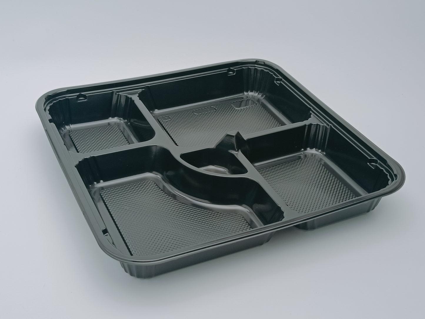 JN307 – 5-Compartment 27cm Food Tray with Separate Transparent Lid – Disposable Meal Container