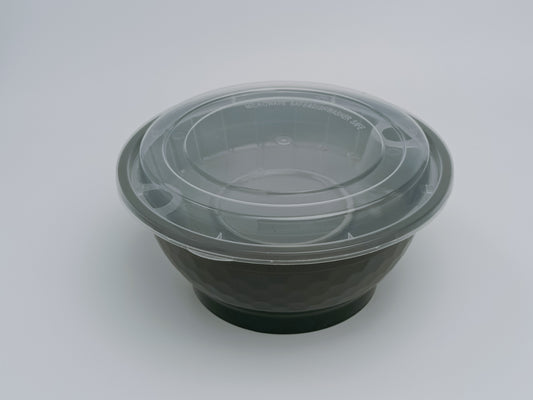 48oz Diamond-Cut PP Noodle Bowl with Lid & Optional Tray