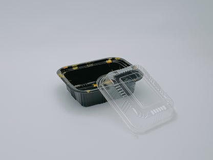 JN805 SushiTray – Inner Lock, 5.5×4.5" Square PET Tray with Lid