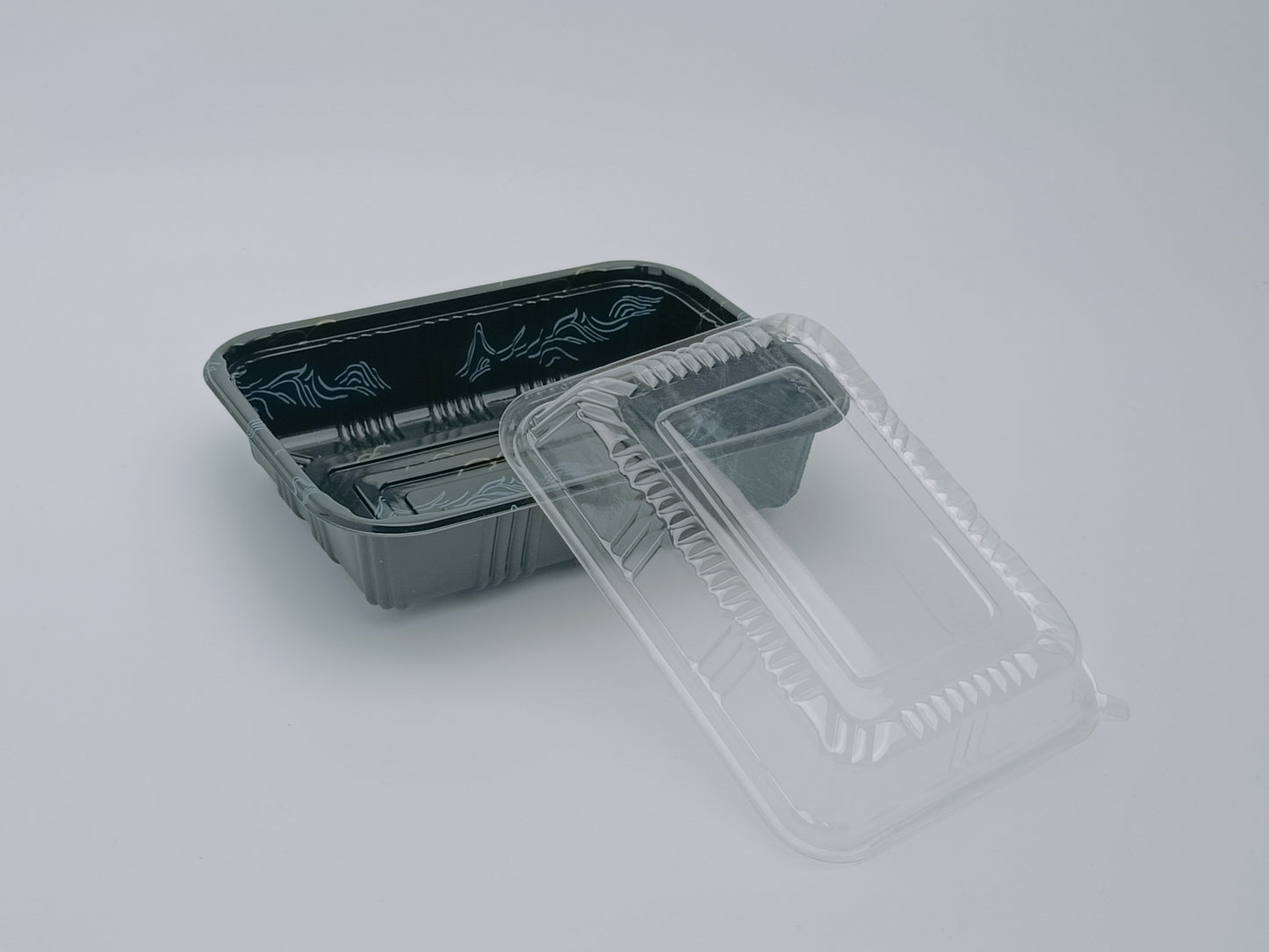 JN807 SushiTray – Inner Lock, 6.6×5" Square PET Tray with Lid