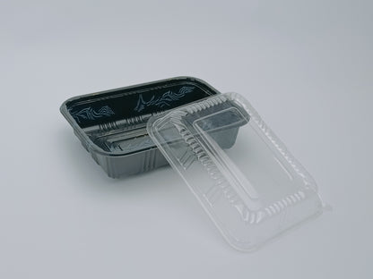 JN807 SushiTray – Inner Lock, 6.6×5" Square PET Tray with Lid