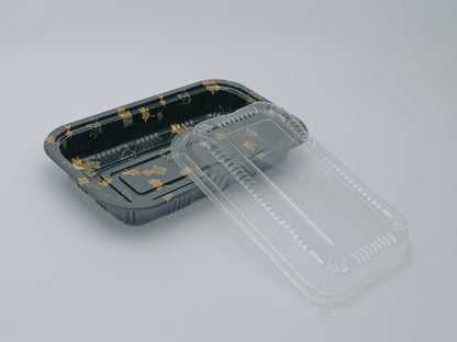 JN815 SushiTray – Inner Lock, 8.1×5.2" Rectangular PET Tray with Lid