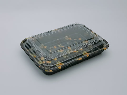 JN825 SushiTray – Inner Lock, JN825 (9.1×6.4") Rectangular PET Tray with Lid
