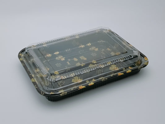 JN SushiTray – Inner Lock, JN830 (10.4×7.9") Oversized PET Tray with Lid