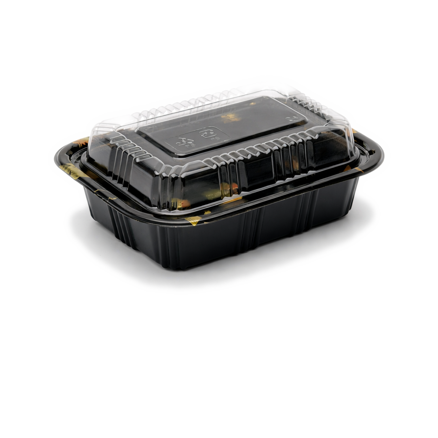 JN805 Inner Lock PET sushi tray with clear lid on white background