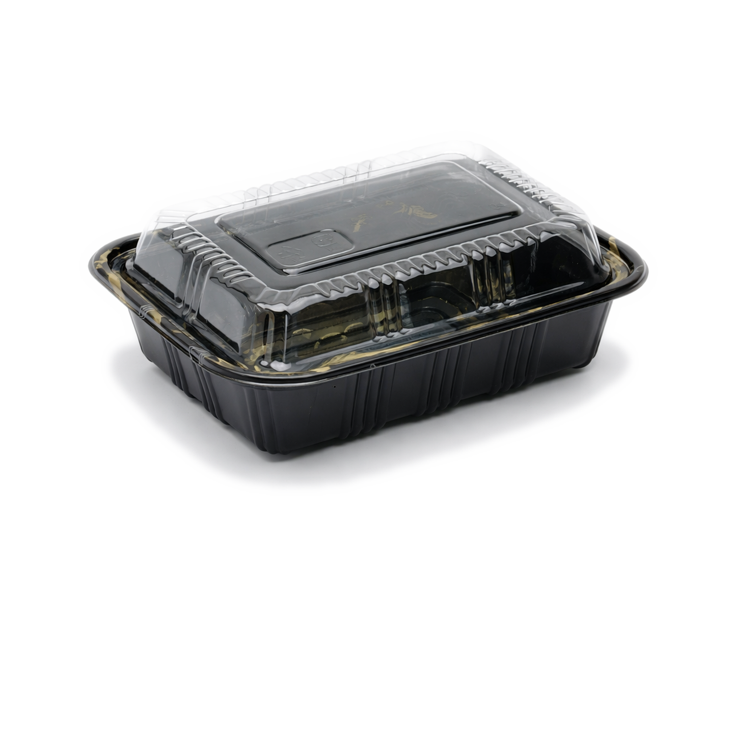 JN807 Inner Lock PET sushi tray with clear lid on white background