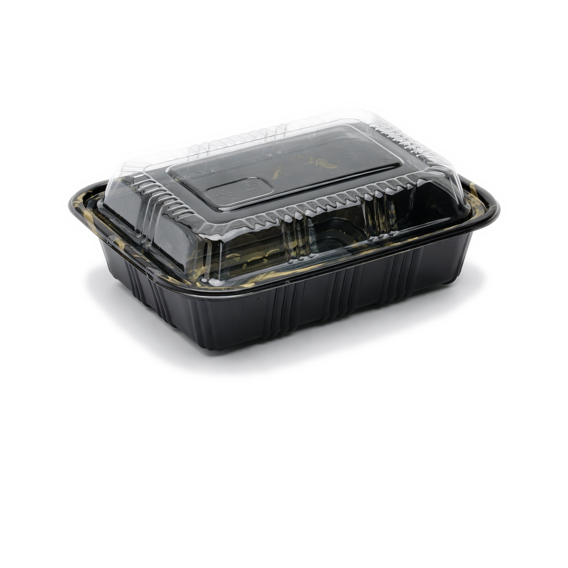 JN807 Inner Lock PET sushi tray with clear lid on white background