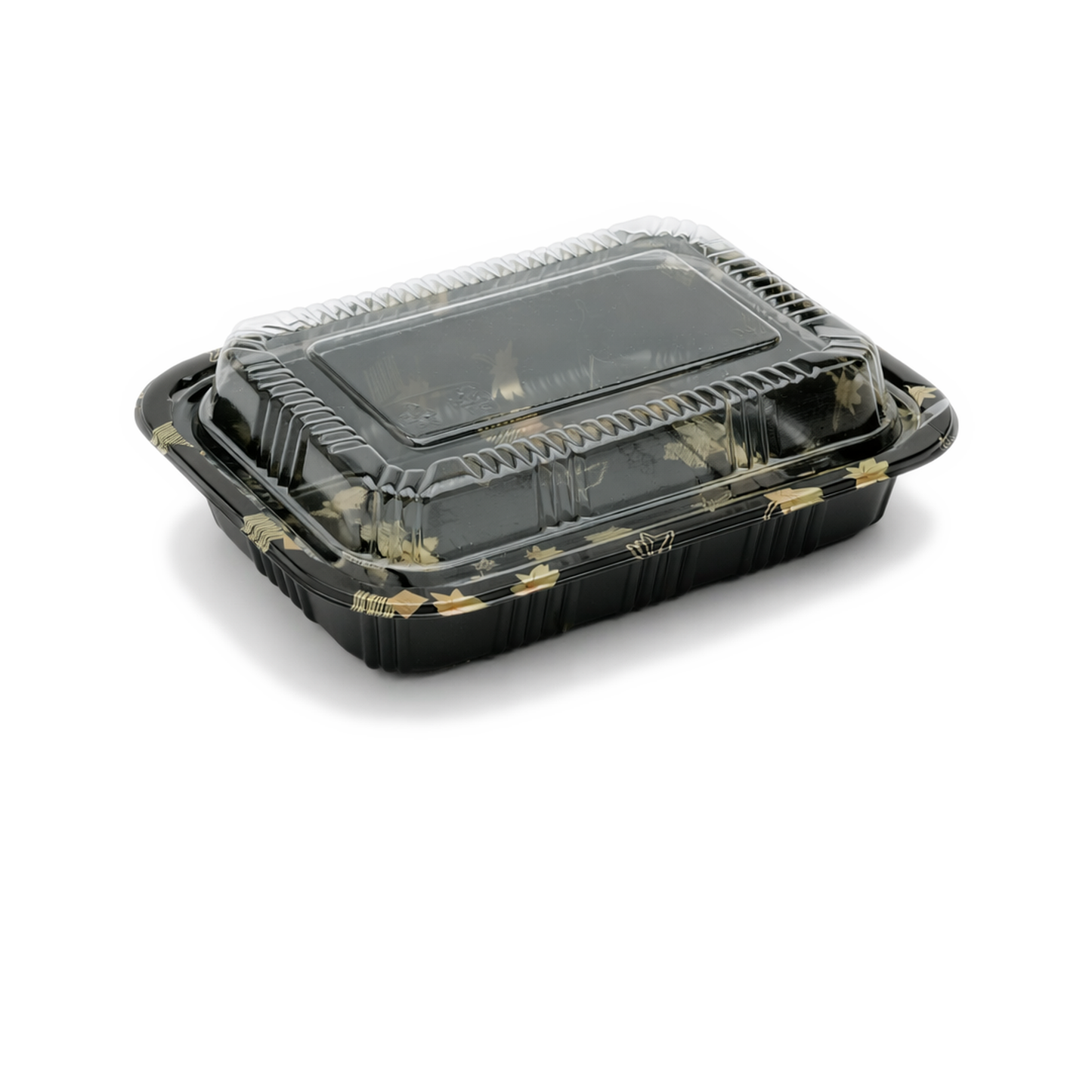JN810 Inner Lock PET sushi tray with clear lid on white background