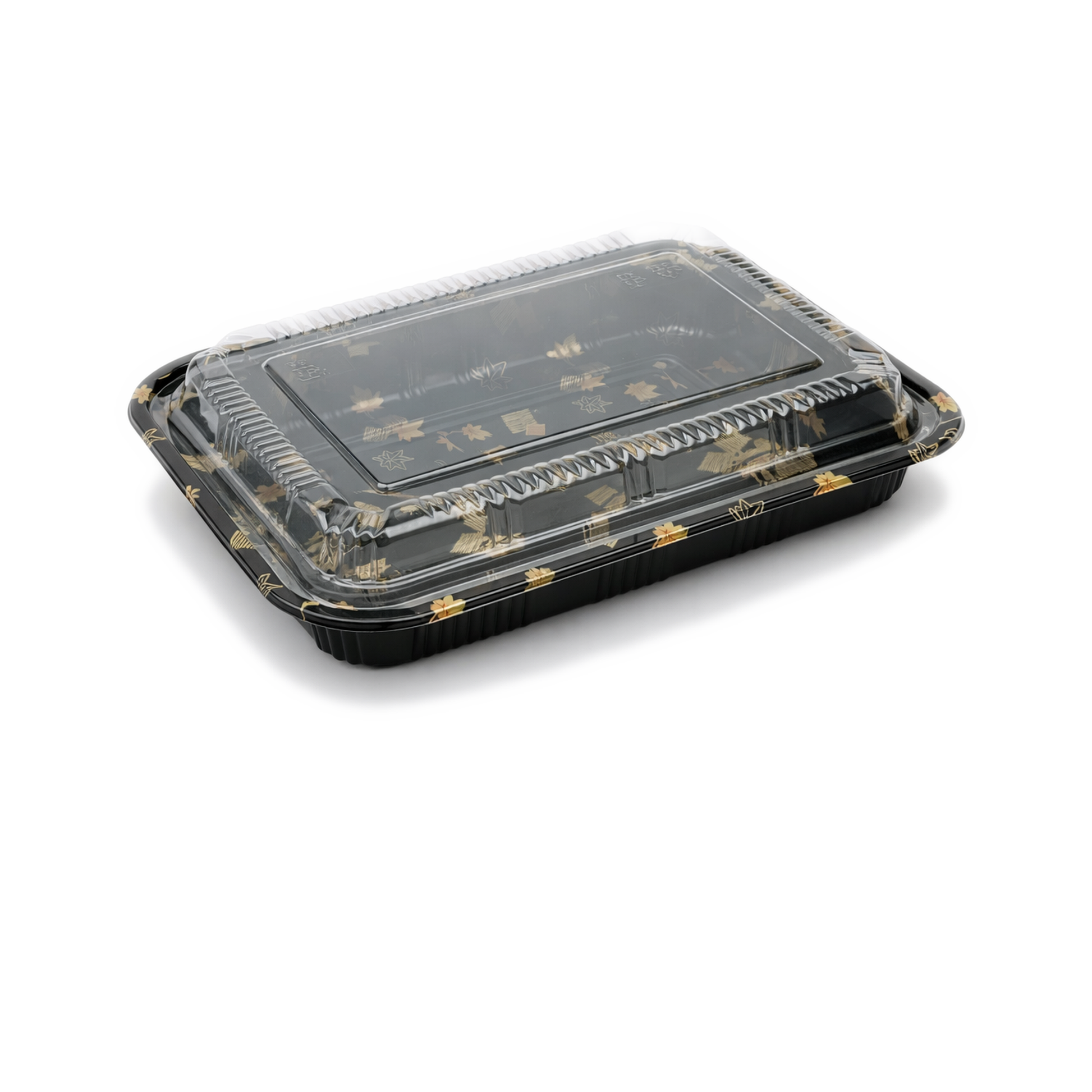 JN825 Inner Lock PET sushi tray with clear lid on white background