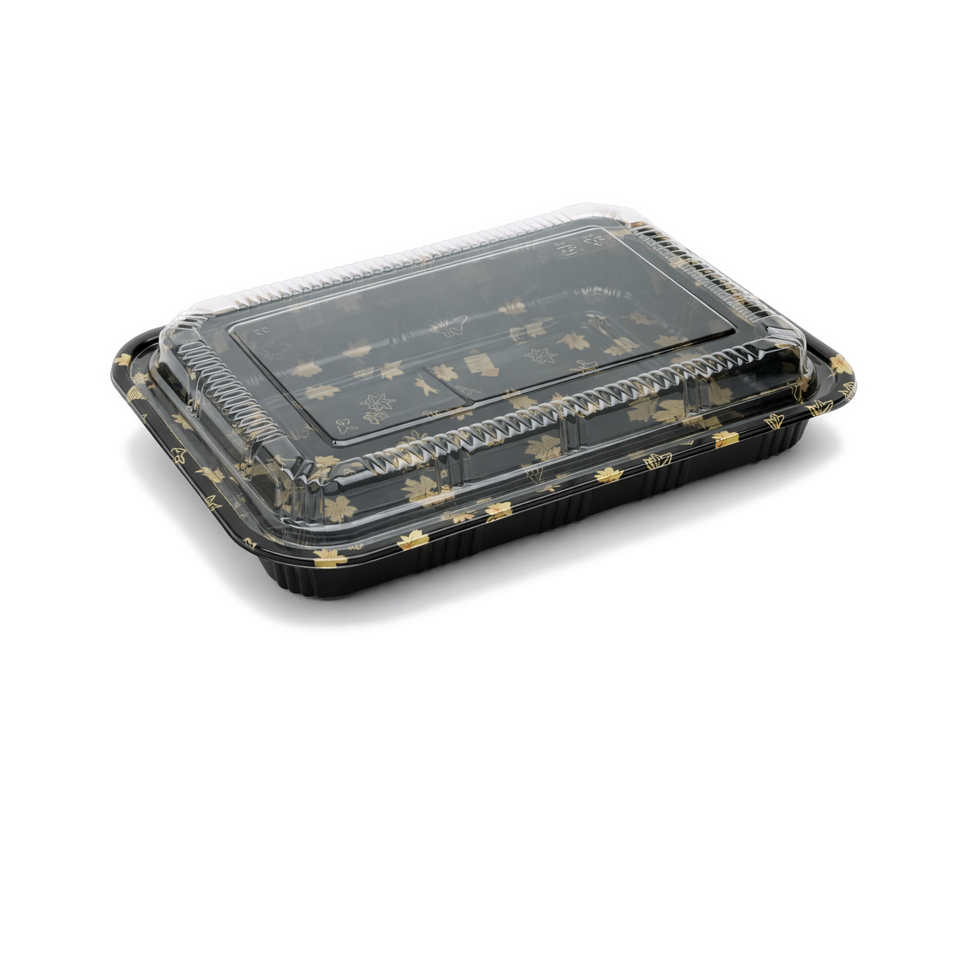 JN830 Inner Lock PET sushi tray with clear lid on white background