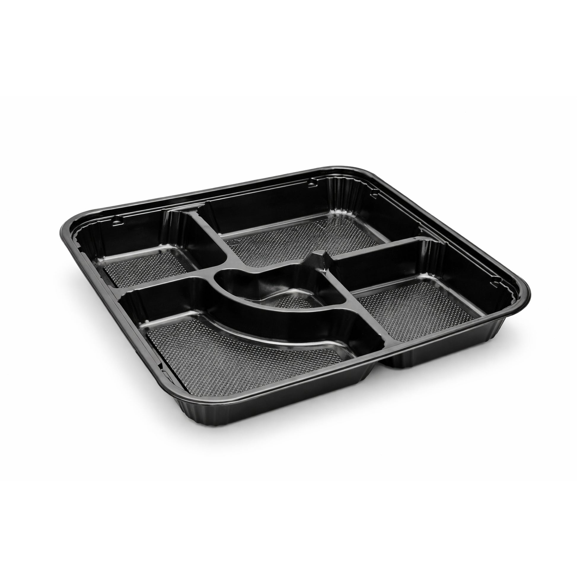 JN307 – 5-Compartment 27cm Food Tray with Separate Transparent Lid – Disposable Meal Container product image