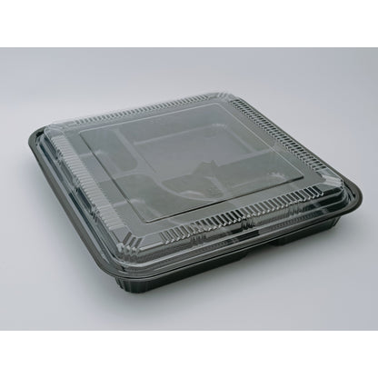 JN307 – 5-Compartment 27cm Food Tray with Separate Transparent Lid – Disposable Meal Container product image