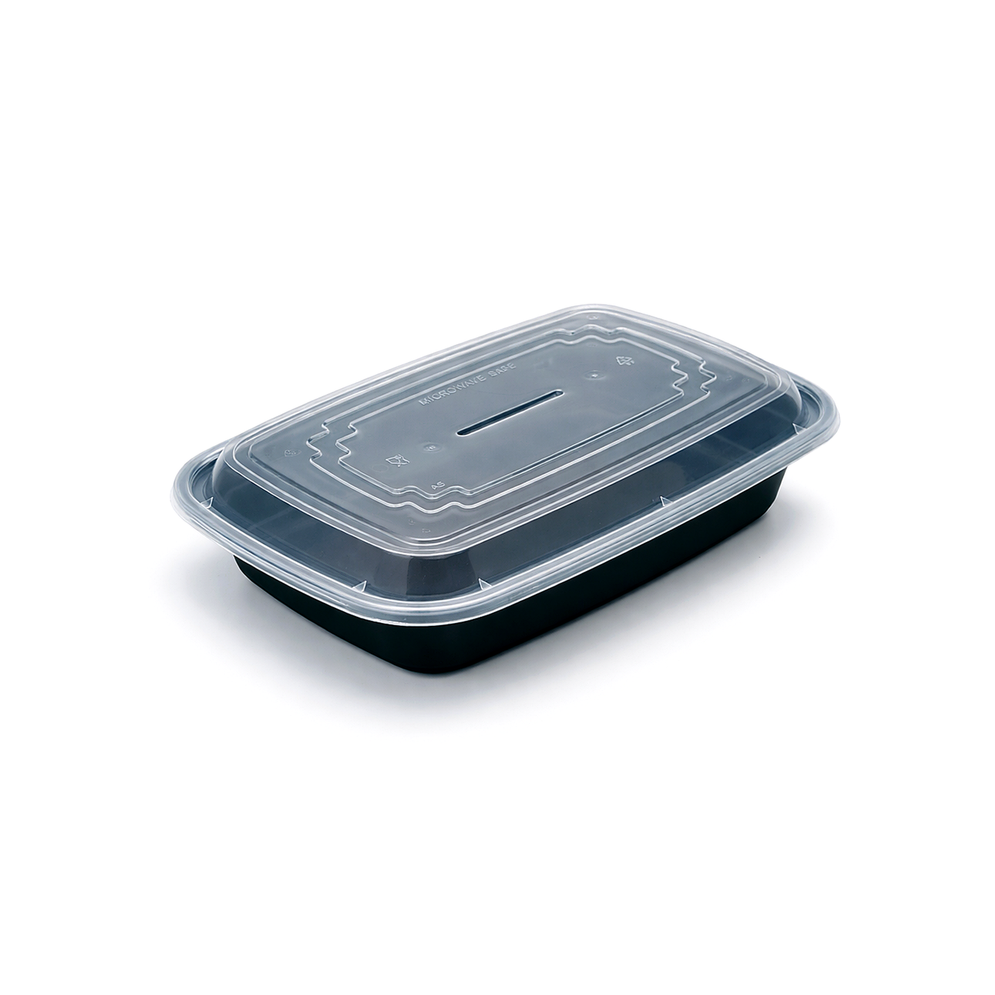 JN128 28oz square PP meal prep container with clear lid on white background