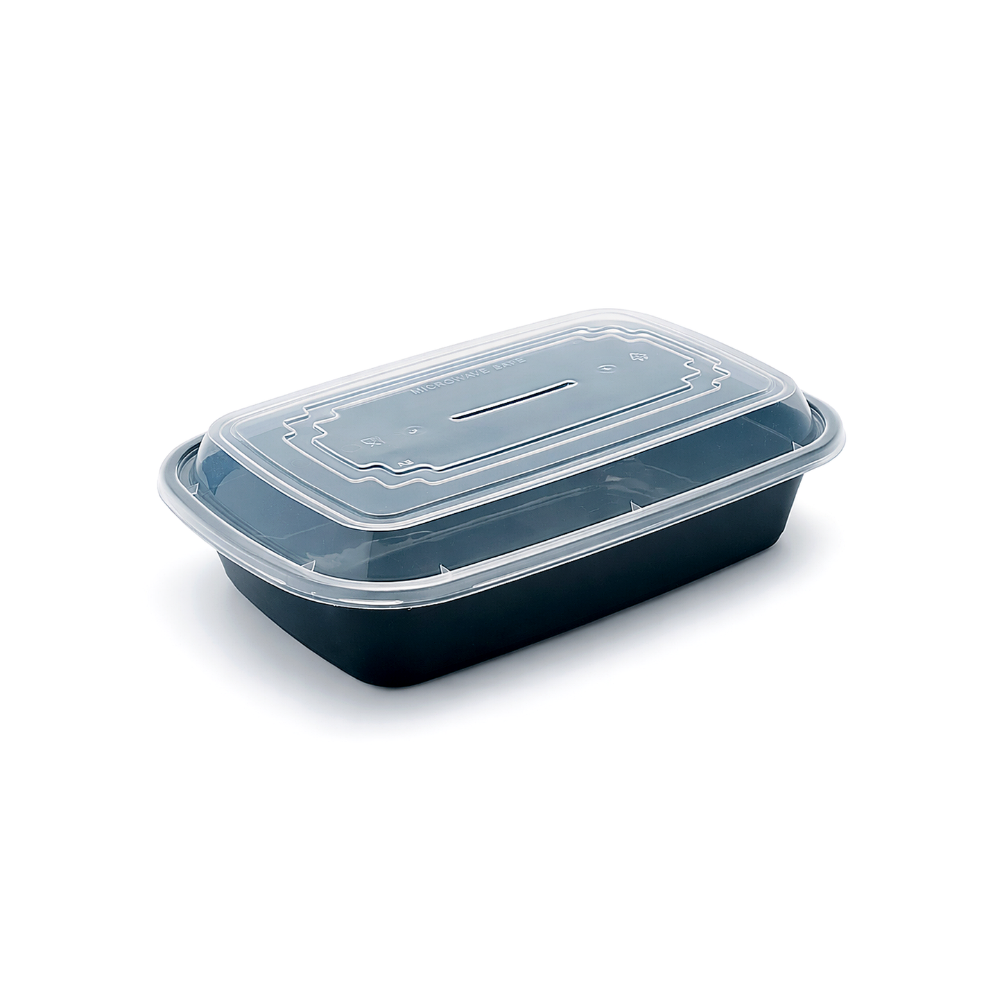 JN138 38oz square PP meal prep container with clear lid on white background