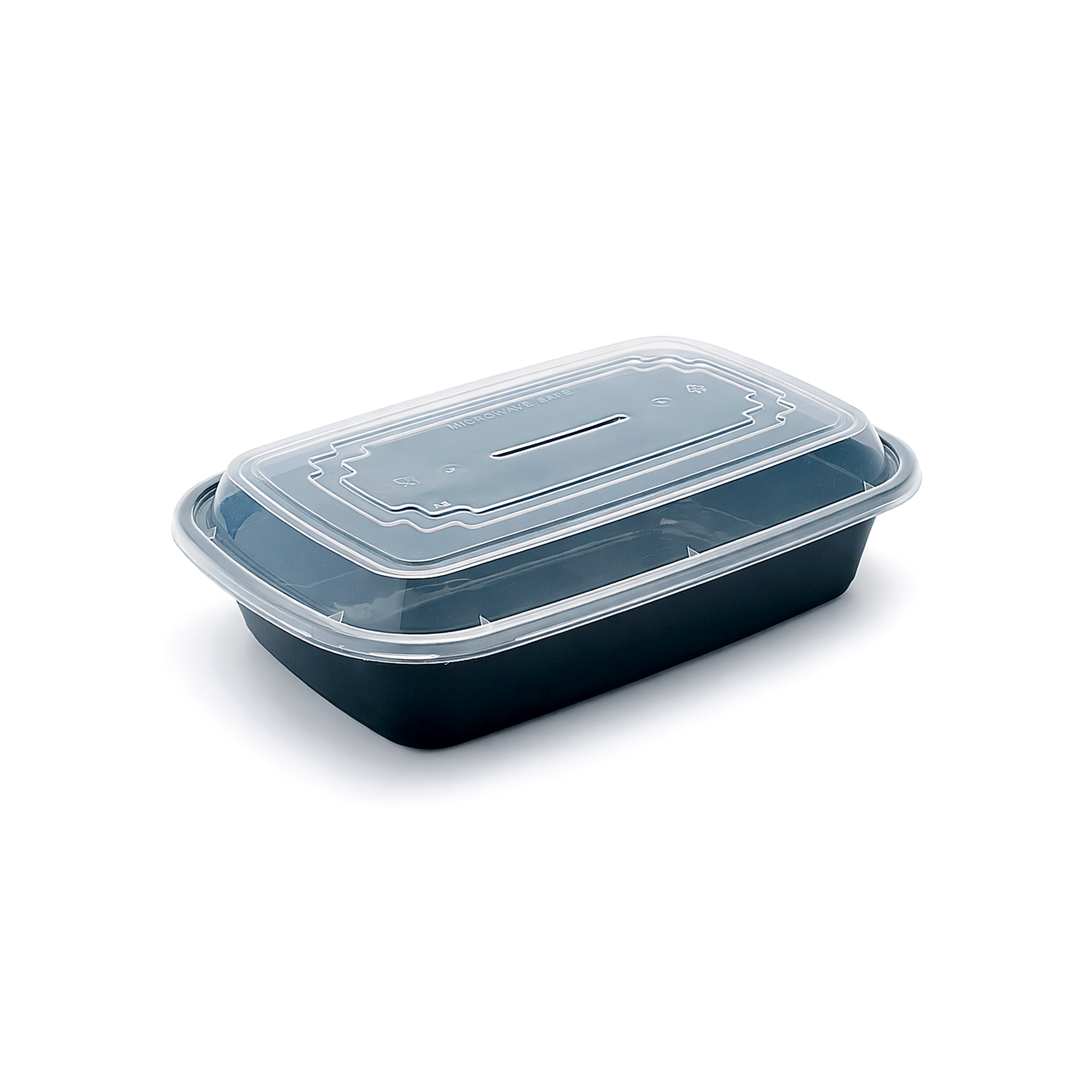 JN138 38oz square PP meal prep container with clear lid on white background