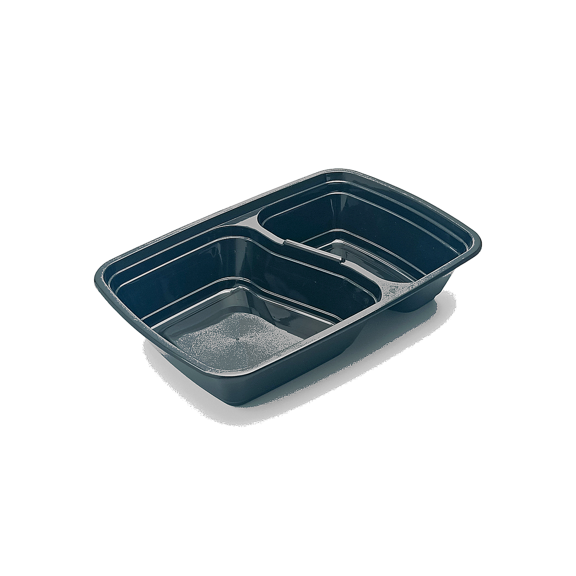JN6828 rectangular two compartment PP food container base without lid on white background