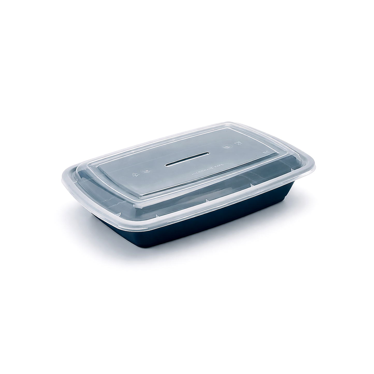 JN78 32oz rectangular PP food container with clear lid on white background