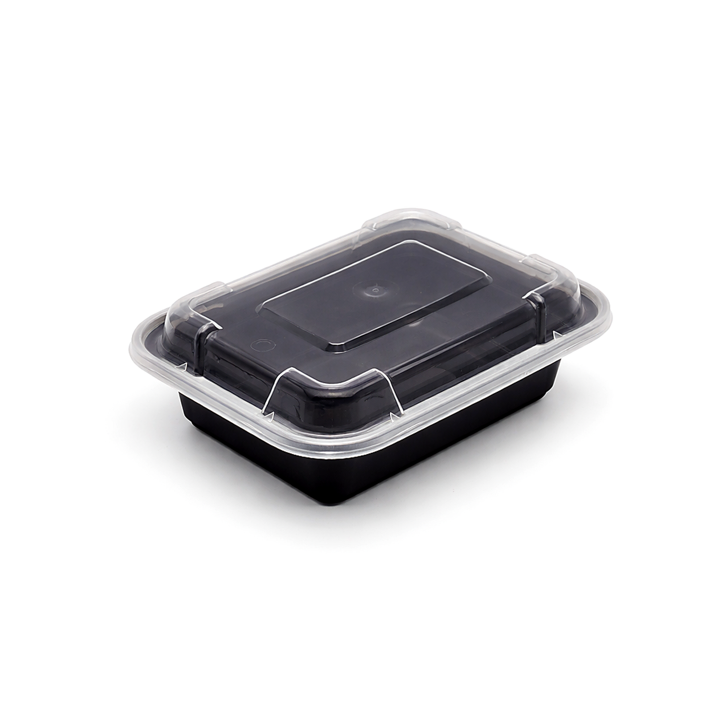 JN818 compact rectangular PP food container with clear lid on white background