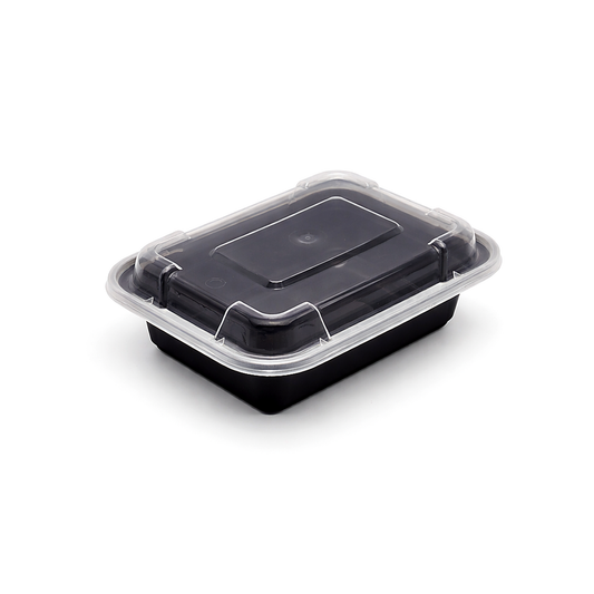 JN818 compact rectangular PP food container with clear lid on white background