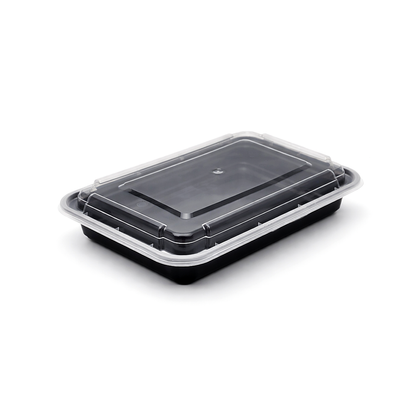 JN868 rectangular PP food container with clear lid on white background