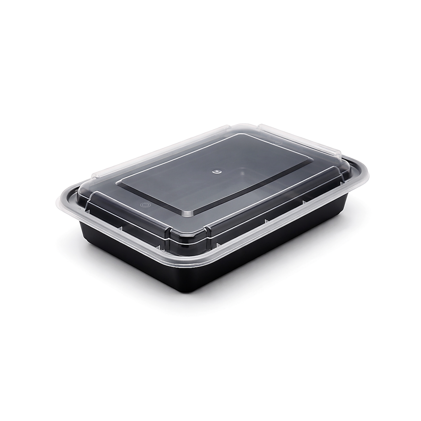JN888 38oz rectangular PP food container with clear lid on white background